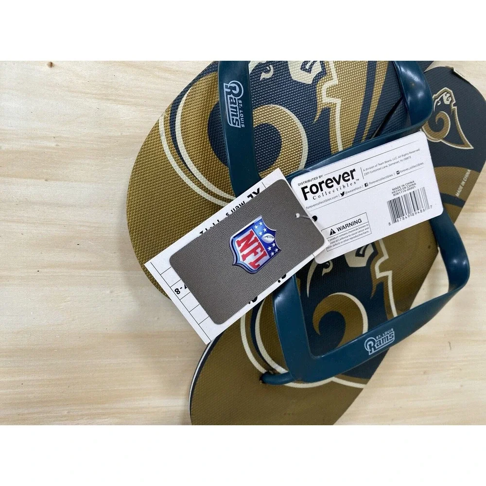 NFL St. Louis Rams Throwback Flip‎ Flops Team Logo Football NWT Various Sizes